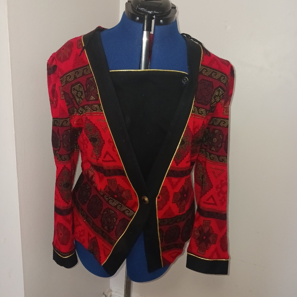 Vintage Aztec Print Top Knit Dickie Sz 10 USA